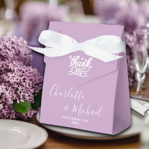 Lilac Purple Script Minimalist Wedding Favor Boxes