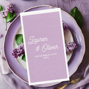 Lilac Purple Script Minimalist Wedding Paper Guest Towels
