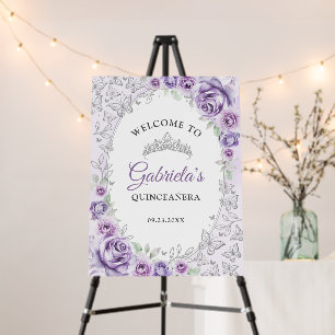 Lilac Purple Silver Quinceanera Welcome Foam Board