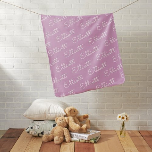 Lilac Purple Simple girl Personalized Name Baby Blanket