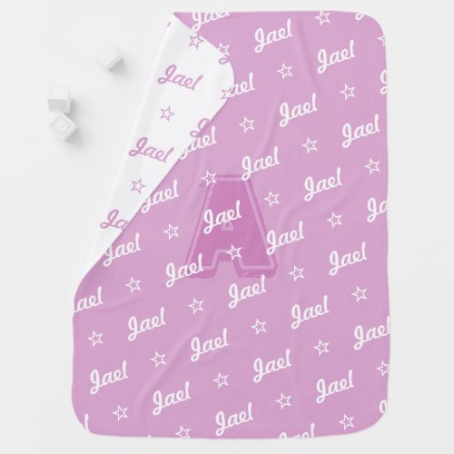 Lilac Purple Simple girl Personalized Name Baby Blanket