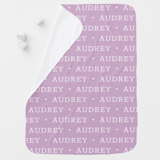 Lilac Purple Simple Girl Personalized Name Baby Blanket (In Situ)