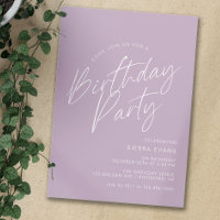 Lilac Purple | Simple Lavender Any Age Birthday