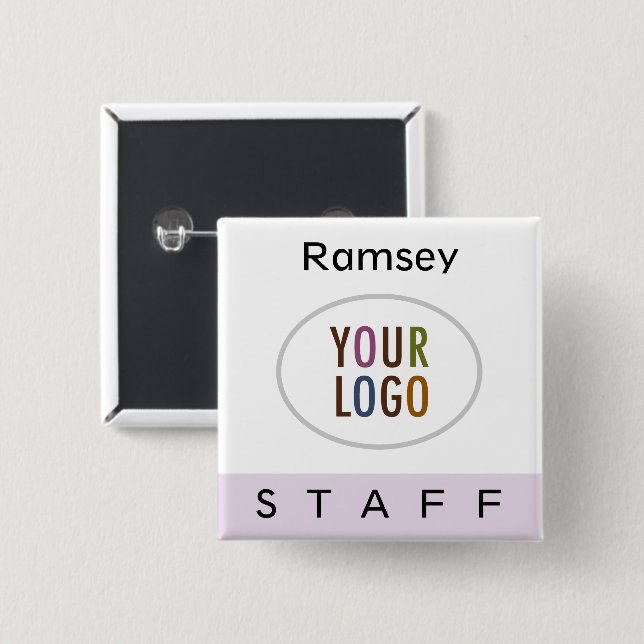 Lilac Purple Staff Square Name Badge Button Logo (Front & Back)