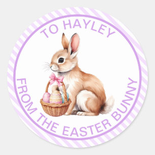 Lilac Purple Stripe From The Easter Bunny Gift Classic Round Sticker