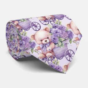 Lilac Purple Teddy Bear Neck Tie