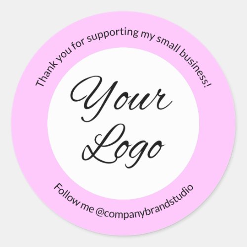 Lilac Purple Thank You Small Business Logo Classic Round Sticker