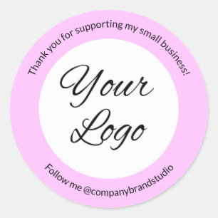 Lilac Purple Thank You Small Business Logo Classic Round Sticker