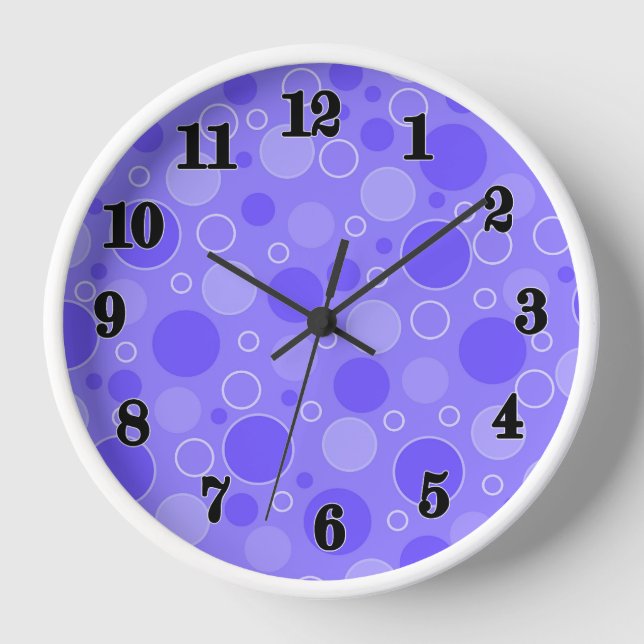 Lilac purple tones with polka dots in retro sixtie clock (Front)