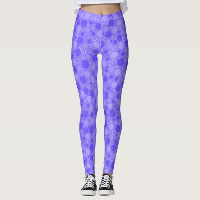 Lilac purple tones with polka dots in retro sixtie leggings (Front)