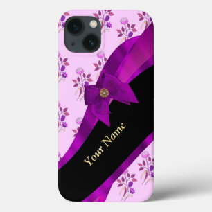 Lilac purple vintage floral flower pattern iPhone 13 case