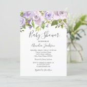 Lilac Purple Watercolor Floral Baby Shower Invitation (Standing Front)