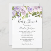 Lilac Purple Watercolor Floral Baby Shower Invitation (Front)