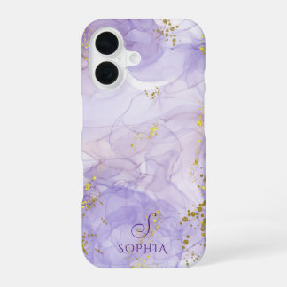 Lilac purple watercolor Ink Customizable iPhone 16 Case