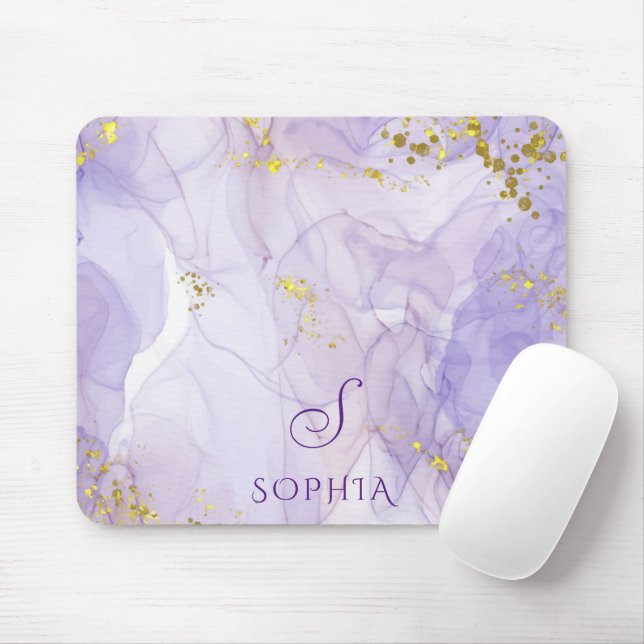 Lilac purple watercolor Ink Customizable Mouse Pad (With Mouse)