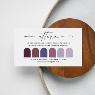 Lilac Purple wedding attire dress code palette QR Enclosure Card