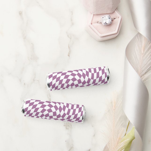 Lilac Purple Wedding Collection Check Checkered   Breath Savers® Mints (Wedding)