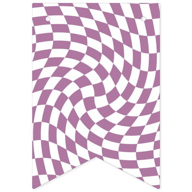 Lilac Purple Wedding Collection Check Checkered    Bunting Flags (First Flag)