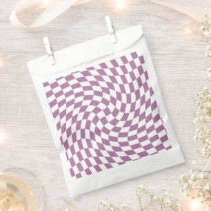 Lilac Purple Wedding Collection Check Checkered   Favor Bag