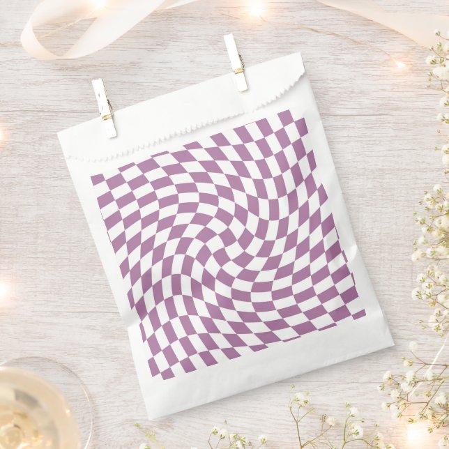 Lilac Purple Wedding Collection Check Checkered   Favor Bag (Clipped)