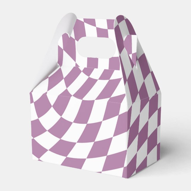 Lilac Purple Wedding Collection Check Checkered Favor Boxes (Front Side)