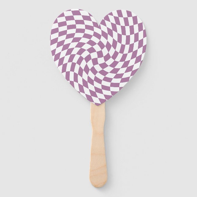 Lilac Purple Wedding Collection Check Checkered   Hand Fan (Front)