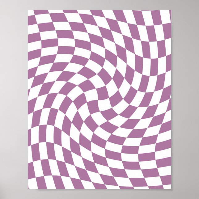 Lilac Purple Wedding Collection Check Checkered  Poster (Front)