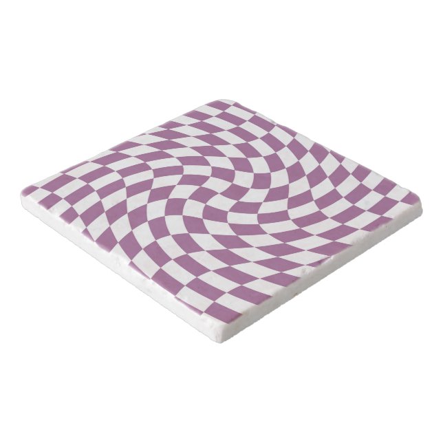 Lilac Purple Wedding Collection Check Checkered Trivet (Corner)
