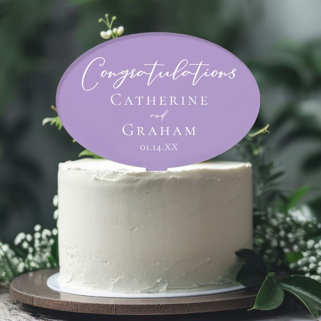 Lilac Purple Wedding Custom Congratulations Cake Topper (Creator Uploaded)