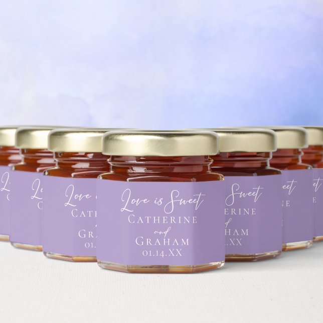 Lilac Purple Wedding Love is Sweet Custom Honey Jar Favors (Multi)