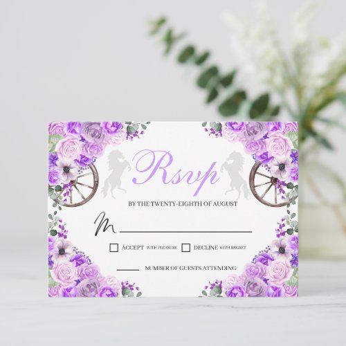 Lilac Purple Western Quinceanera RSVP Card