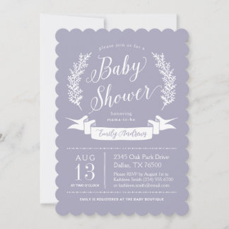 Lilac Purple Whimsical Cottage Garden Baby Shower Invitation