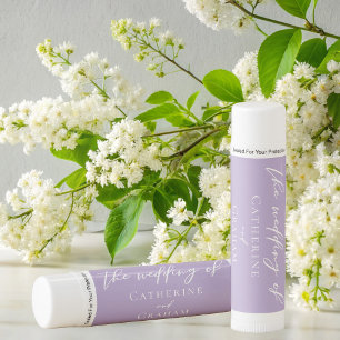 Lilac Purple White Personalized Wedding Lip Balm