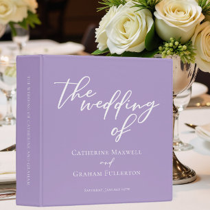 Lilac Purple White Typography Wedding Photo Album 3 Ring Binder