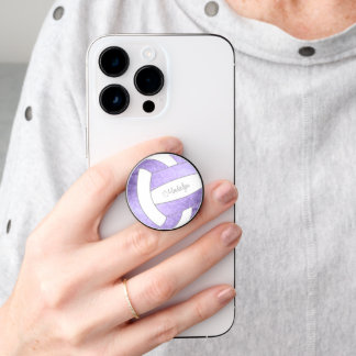 lilac purple white volleyball w custom name PopSocket