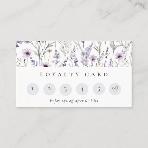 Lilac Purple Wildflower Butterfly 6 Punch Loyalty  Business Card