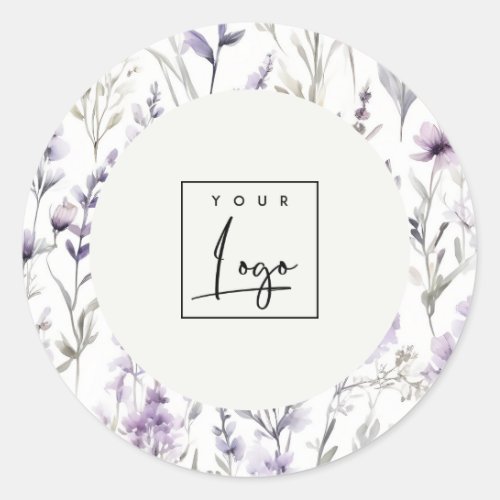 Lilac Purple Wildflower Butterfly Business Logo Classic Round Sticker