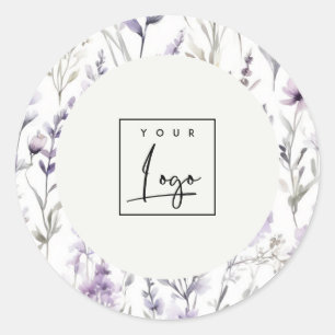 Lilac Purple Wildflower Butterfly Business Logo Classic Round Sticker