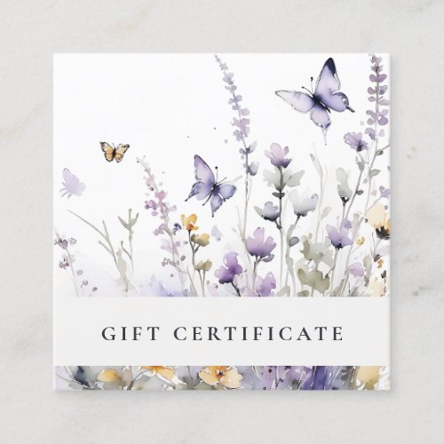 Lilac Purple Wildflower Butterfly Gift Certificate