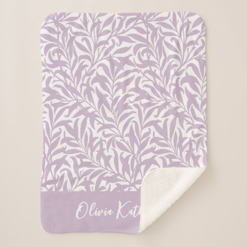 Lilac Purple Willow Bough Monogrammed Sherpa Blanket