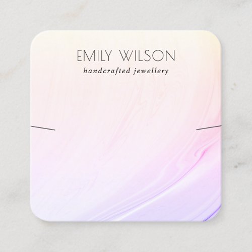 Lilac Purple Yellow Hologram Waves Earring Display Square Business Card