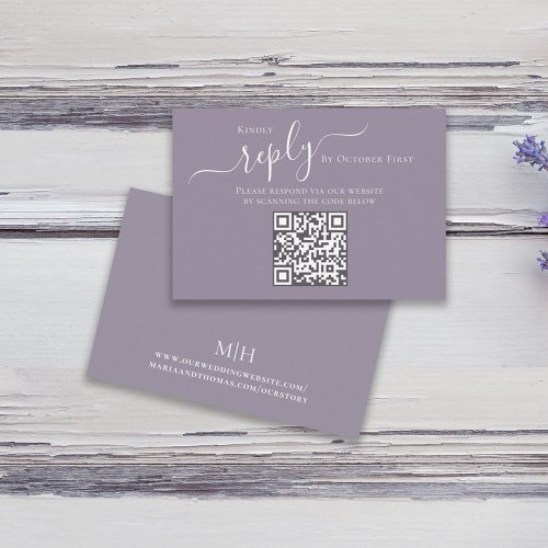 Lilac QR Code Wedding RSVP Calligraphy Enclosure Card