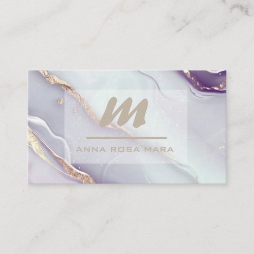  Lilac QR Marble Glam Luxe Glitter Initial AP66 Business Card