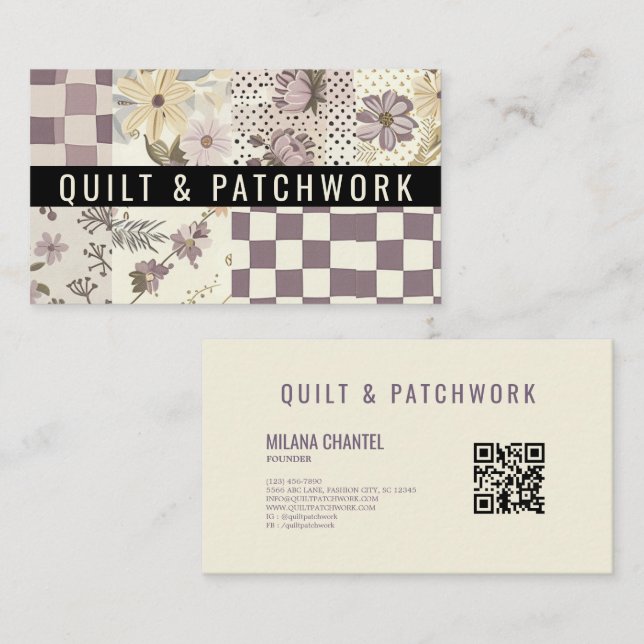 Lilac Quilt Patchwork Handmade Clothing  Business Card (Front/Back)