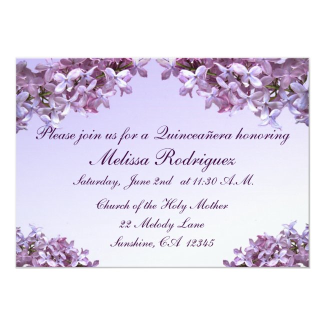 Lilac Quinceanera Invitation