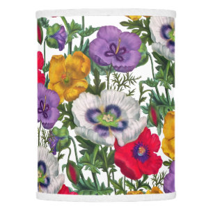 Lilac Red White Yellow Poppies & Green Leaves  Lamp Shade