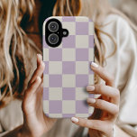 Lilac Retro Check iPhone 16 Case<br><div class="desc">Trendy boho checkerboard print phone case in cream and lilac purple colors. Use the design tools to add your own monogram,  name or other text,  or change the background color to create a unique one of a kind device cover.</div>