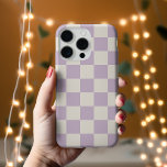 Lilac Retro Check iPhone 15 Case<br><div class="desc">Trendy boho checkerboard print phone case in dusty lavender purple and ivory colors. Use the design tools to add your own monogram,  name or other text,  or change the background color to create a unique one of a kind device cover.</div>