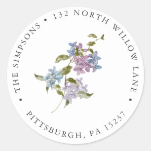 Lilac Return Address Classic Round Sticker