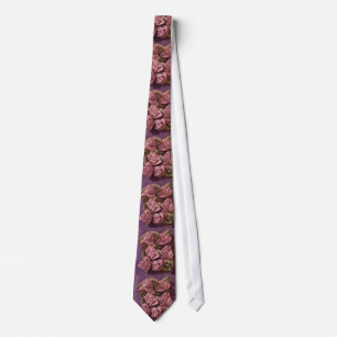 Lilac Ribbon Roses and leaves necktie tie